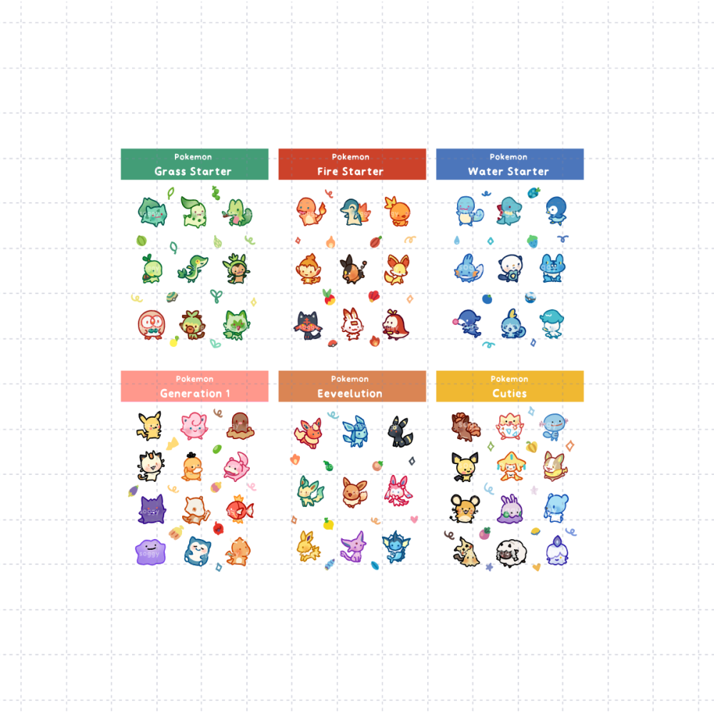 Pokemon Sticker Sheet - Unofficial Fanmerch