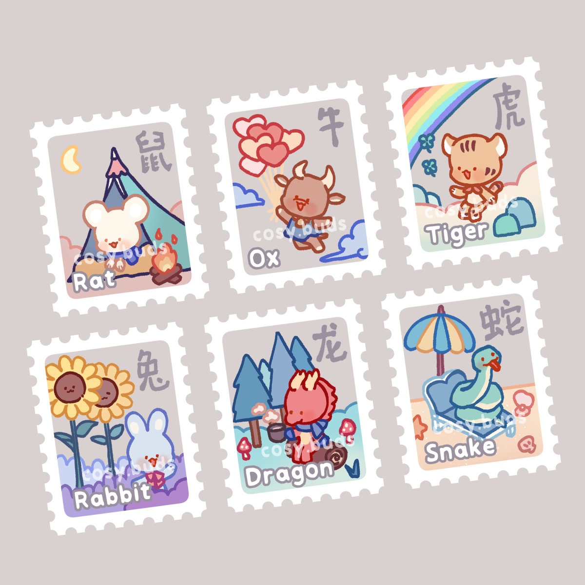 Cosy Buds Zodiac Stickers