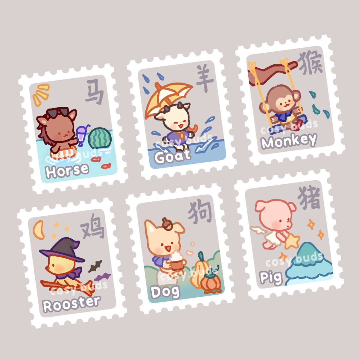 Cosy Buds Zodiac Stickers