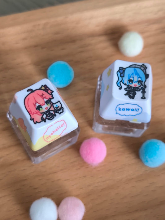 Hololive Keycaps with Light Up Keychain