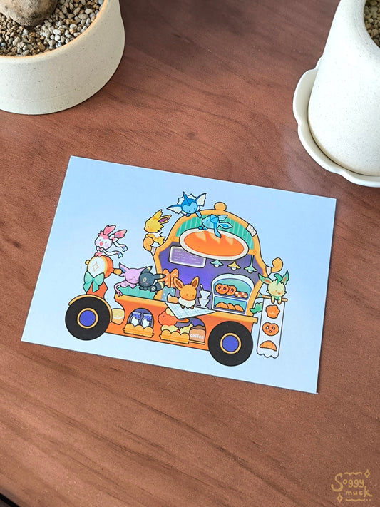 Pokemon Eevee Cart Postcard Print - Unofficial Fanmerch